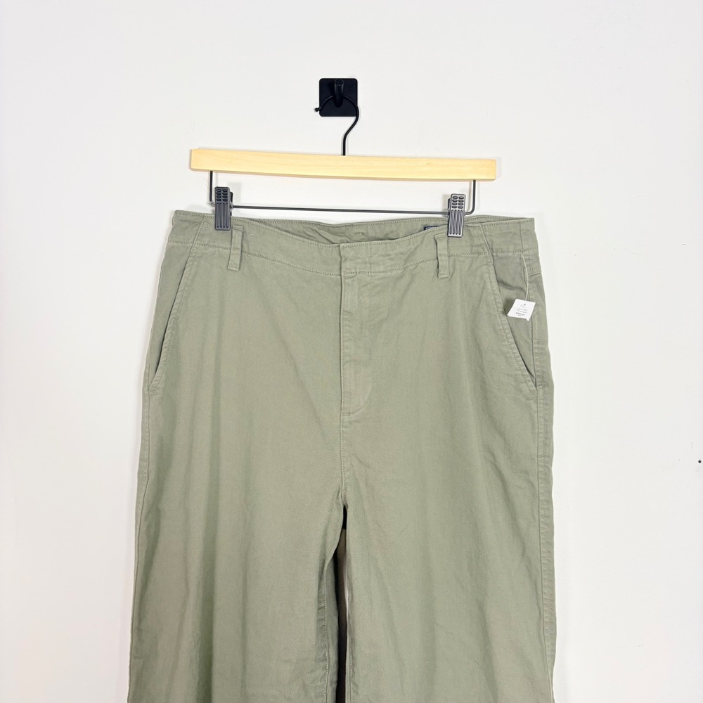 GAP Women 14 Loose Khaki Cotton Pants Mesculen Green Wide Leg Casual Office - Picture 3 of 9